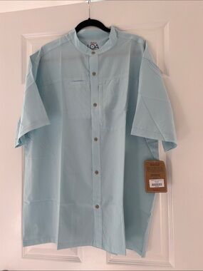 Rail Riders Men’s Pale Blue Short-Sleeve Button-Down  Breathable Shirt